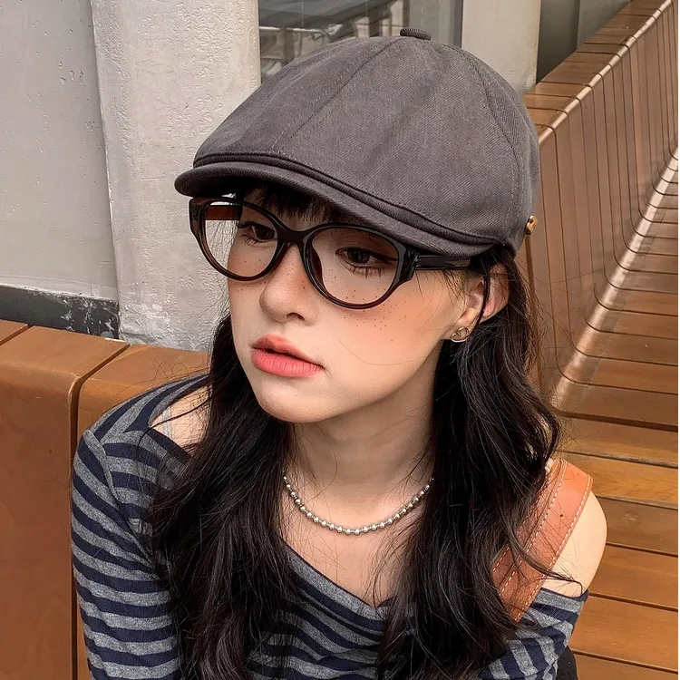 新款前进帽女日系复古文艺百搭高级画家帽子早秋帽子大头围显脸小