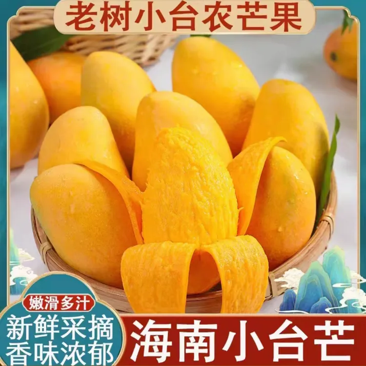 H海南三亚小台农芒果带箱3/5斤当季新鲜热带水果现摘甜心鸡蛋芒