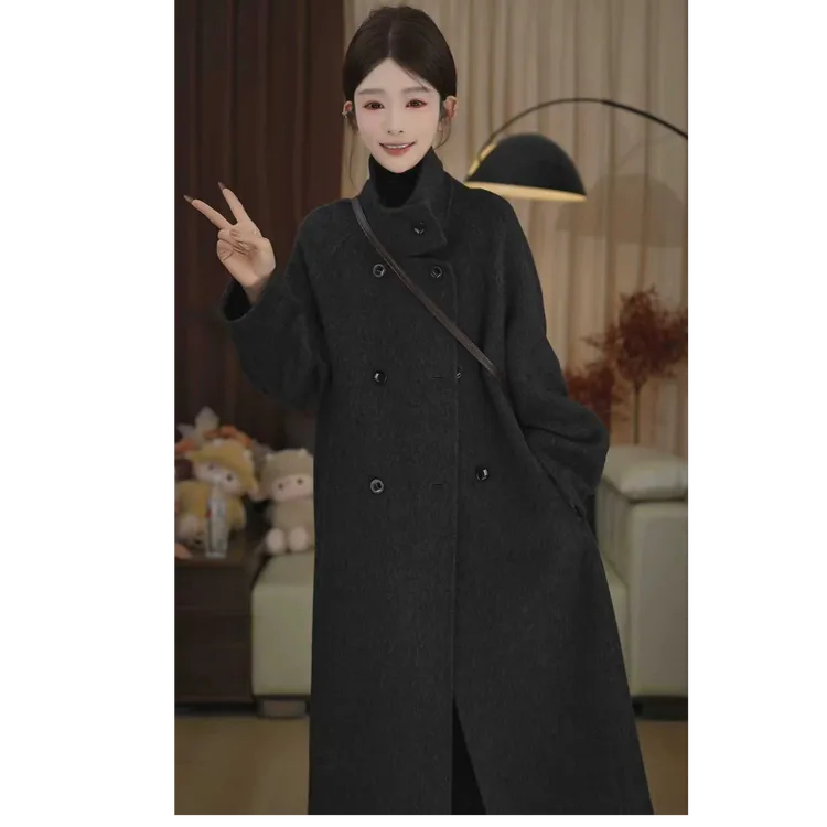 双面羊毛大衣中长款宽松气质百搭高贵韩系慵懒韩系秋冬新款
