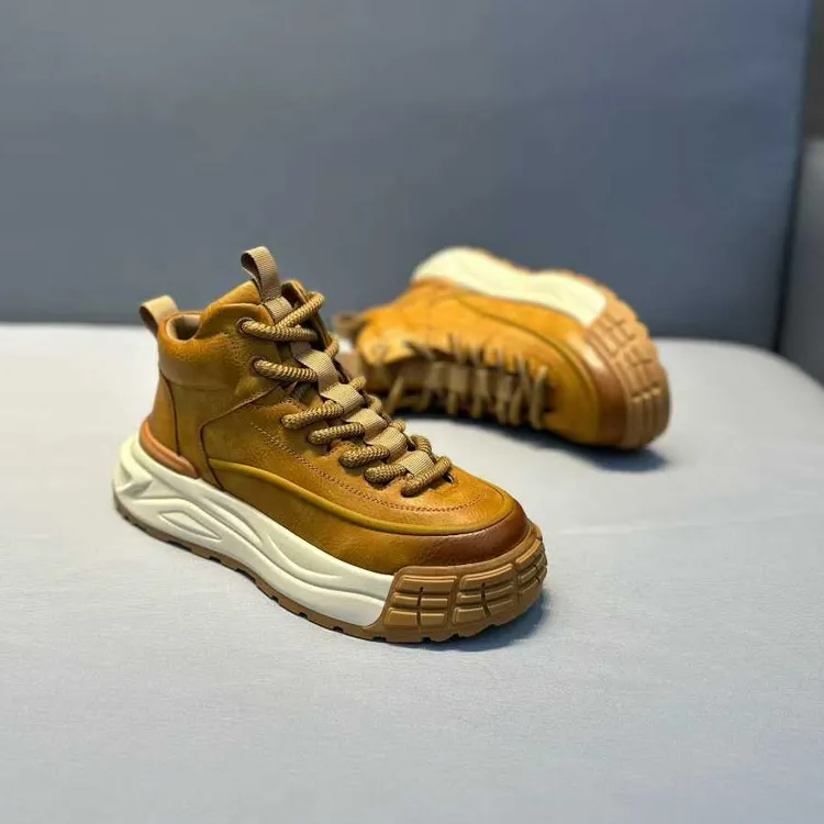 潮牌男鞋2025冬季新款高帮加棉保暖软底增高厚底痞帅休闲鞋男百搭