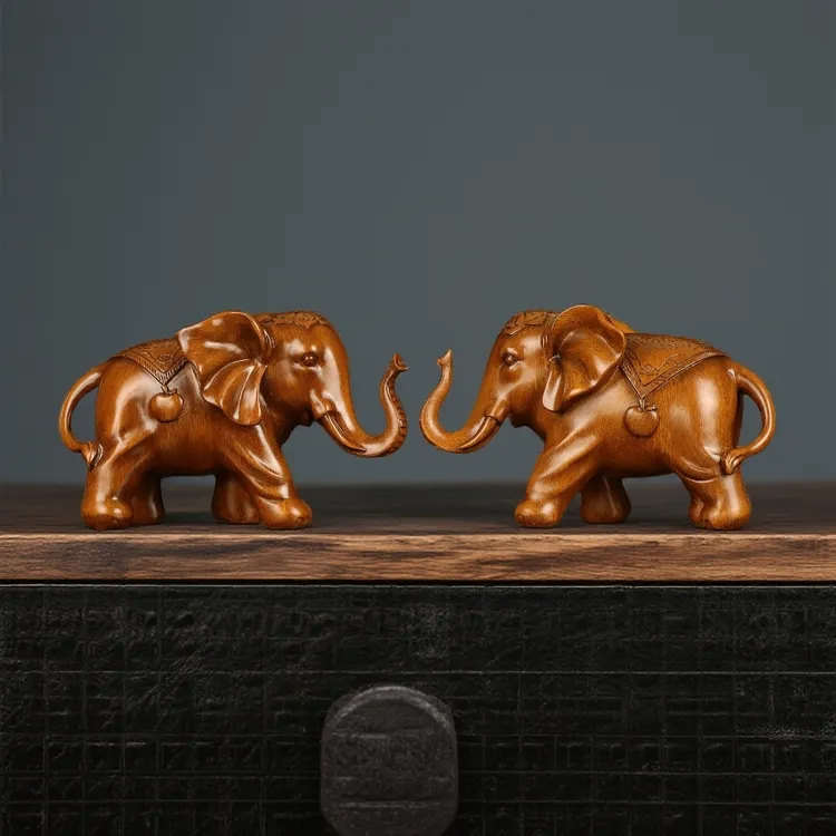 简约大气大象一对上鼻子电视柜博古架客厅玄关入户门乔迁礼品摆件