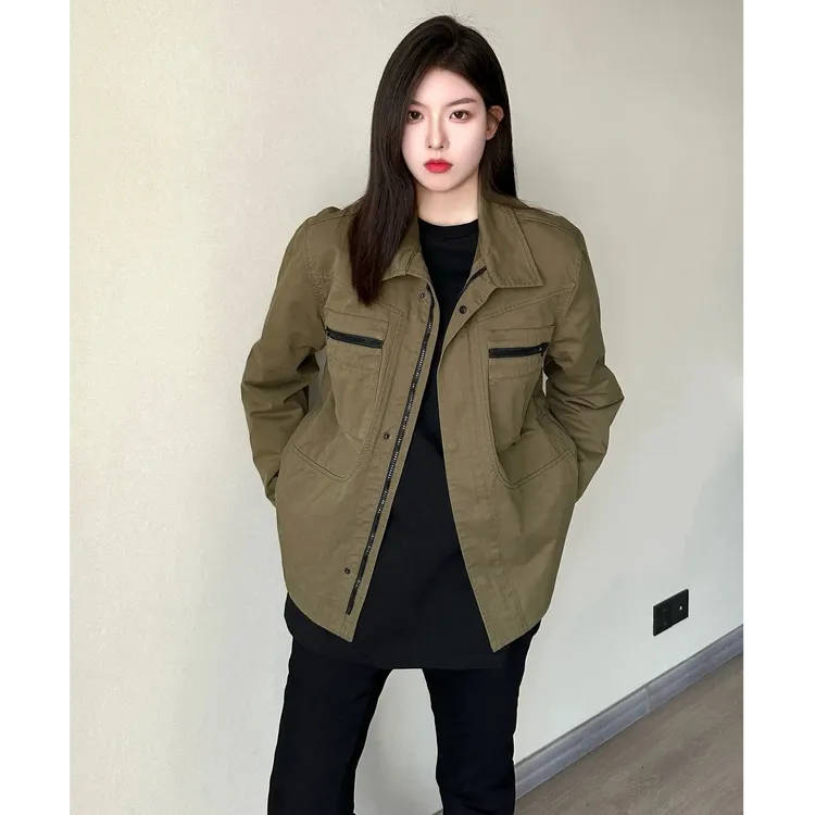 美式复古做旧褶皱cleanfit工装外套男女春秋新款vintage休闲夹克