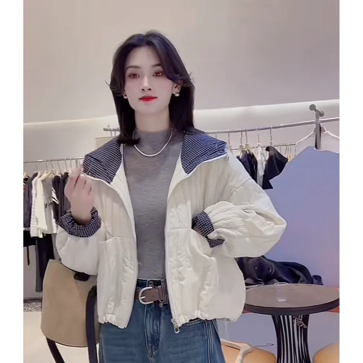 正版爆款时尚设计感加厚短外套女装2025秋季休闲减龄夹克棉服上衣