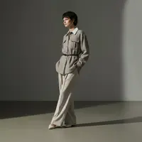 秋季新款时尚老钱风拼接条纹衬衫上衣A800139