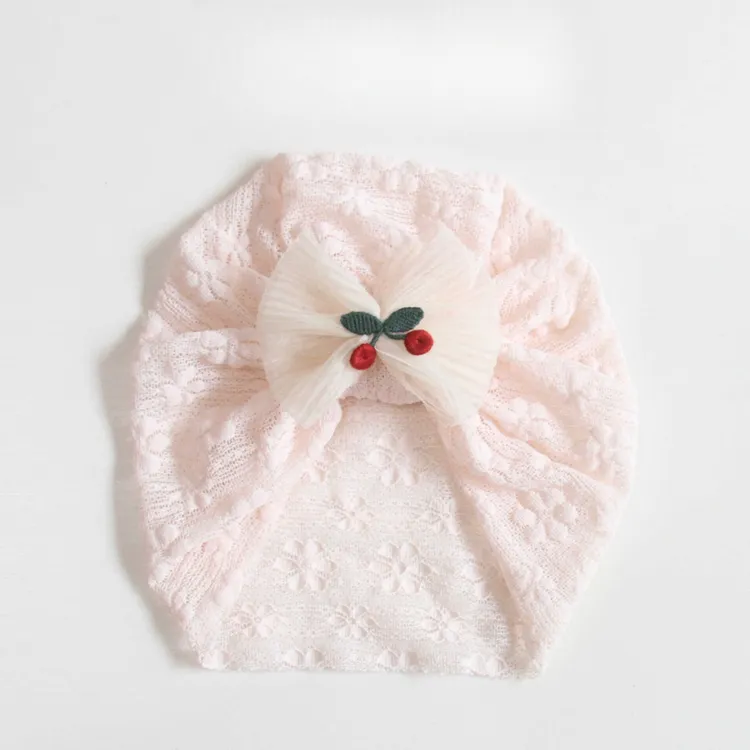 婴幼儿护卤门帽子夏季薄款新生儿婴儿透气胎帽宝宝蕾丝花朵印度帽