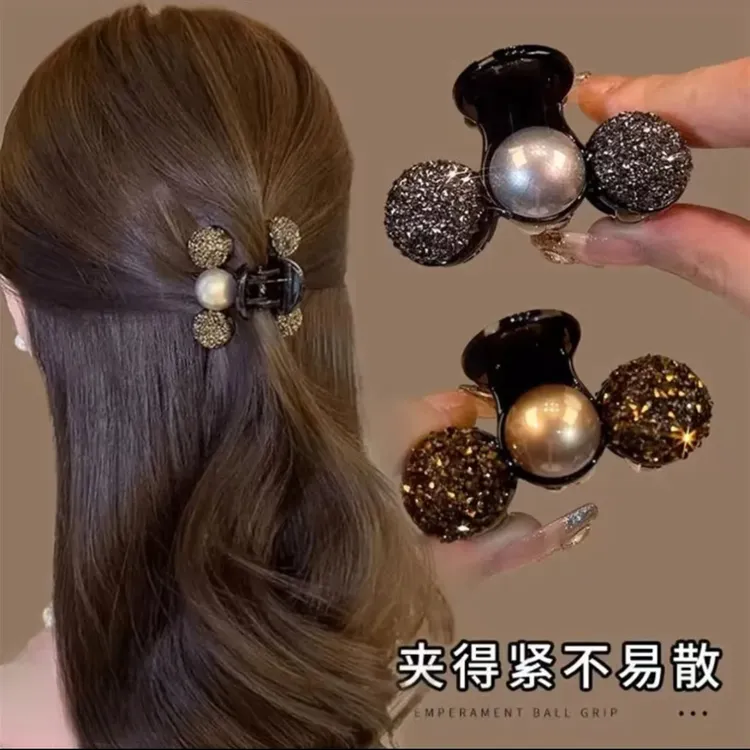 温柔披肩发抓夹轻奢精致珠珠闪锆气质夹子刘海小抓夹时尚百搭