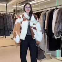 【FELOCCA】拉链短款奶牛纹皮毛外套气质宽松BA-H25198