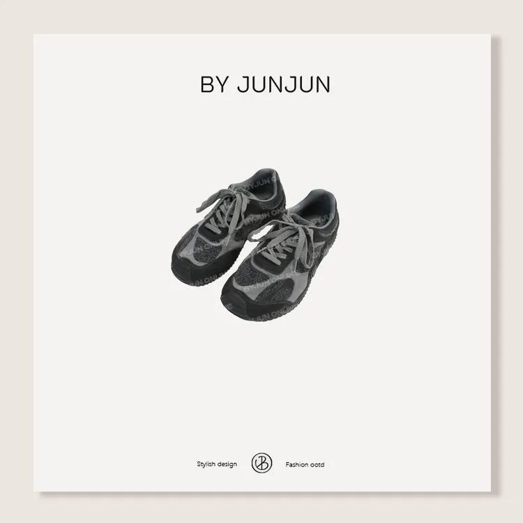 ByJunjun太空鞋 牛反绒拼接超舒适运动鞋百搭女士休闲鞋