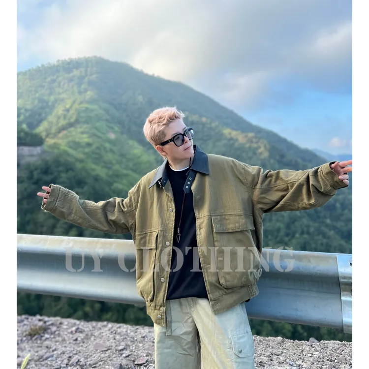UY【琥珀流光】巴恩风复古水洗做旧夹克大口袋休闲工装外套0375