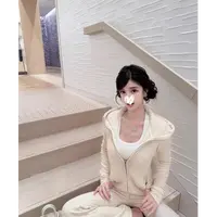 【lu系保暖套组】纯色加绒卫衣女冬显瘦连帽外套提臀卫裤套装3288
