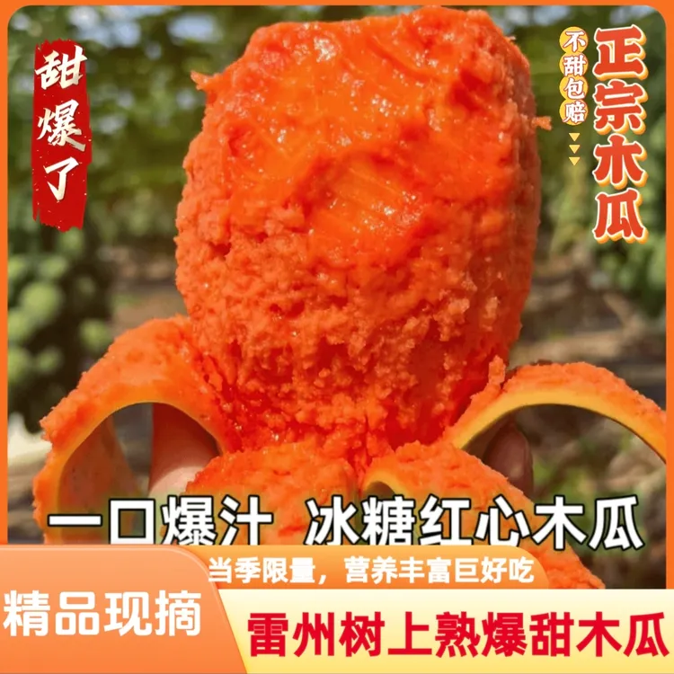 【正宗雷州红心木瓜】树上熟冰糖红心牛奶木瓜爆甜多汁香甜新鲜水果
