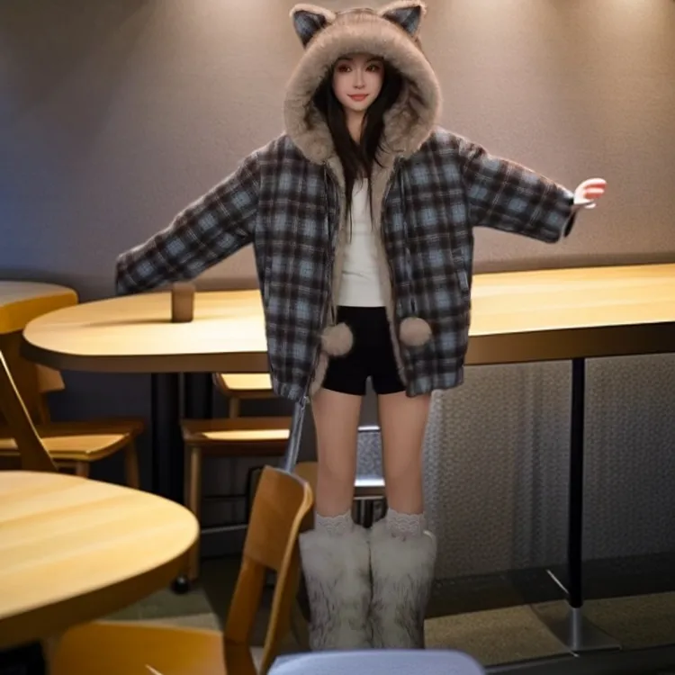 人造皮草 奥家正版两面穿女装中长款显瘦仿湖狸毛冬装皮草加绒潮