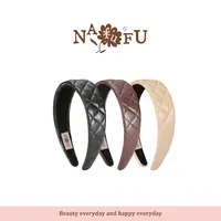 NAFUFU【香榭旧梦】法式复古2025新款秋冬高颅顶皮质百搭菱格发箍