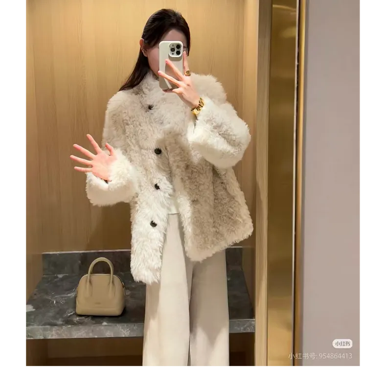 女常规款通勤风毛毛外套韩系女款