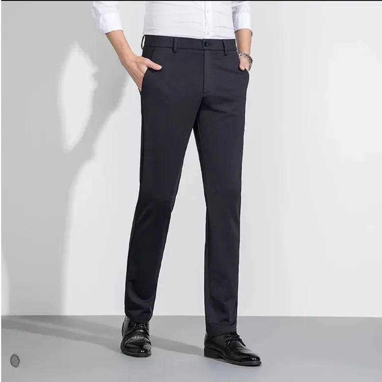 25年冬季新款桑蚕丝+羊毛男士弹力商务经典抗皱免烫直筒休闲裤