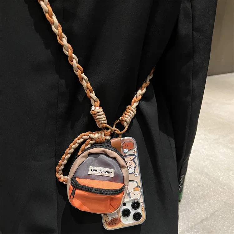 软软小书包多巴胺旅游彩色零钱包斜跨绳包包挂手多多巴胺风手机链