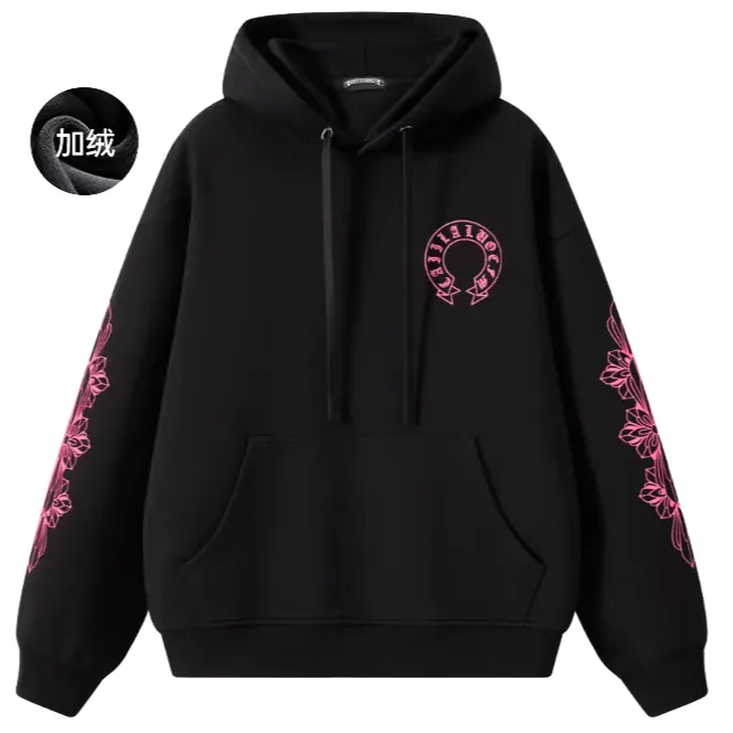 加绒款十字克罗心哥特风连帽卫衣常规拼色卫衣潮流男女同款秋冬