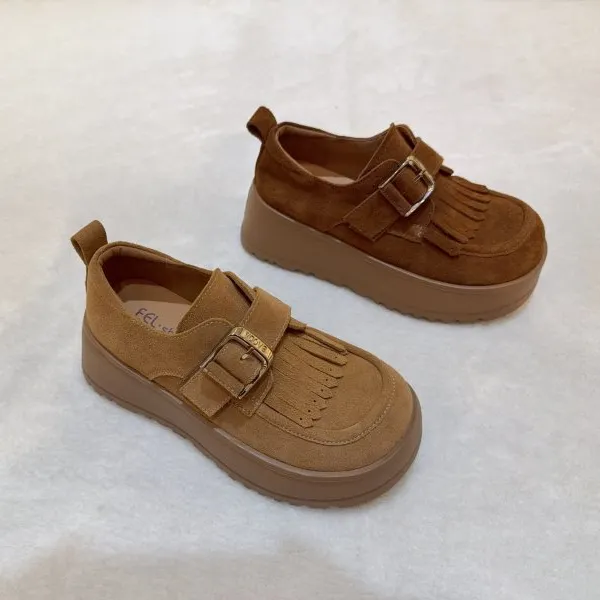 萨玛驰软底百搭秋款勃肯鞋流苏英伦风新款厚底时尚女士休闲鞋春秋