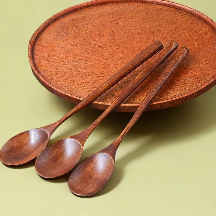 厂家货源长柄铁木勺23.5*4.3调羹礼品汤勺料理勺可印LOGO