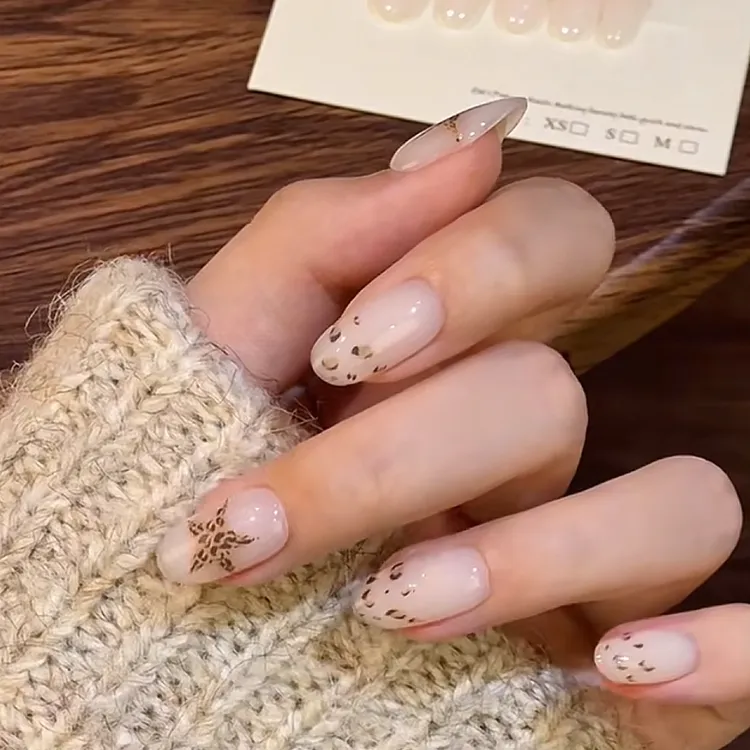 【豹纹】佐伊家—不透本甲，纯手工，自带建构，显白，甲片不发软