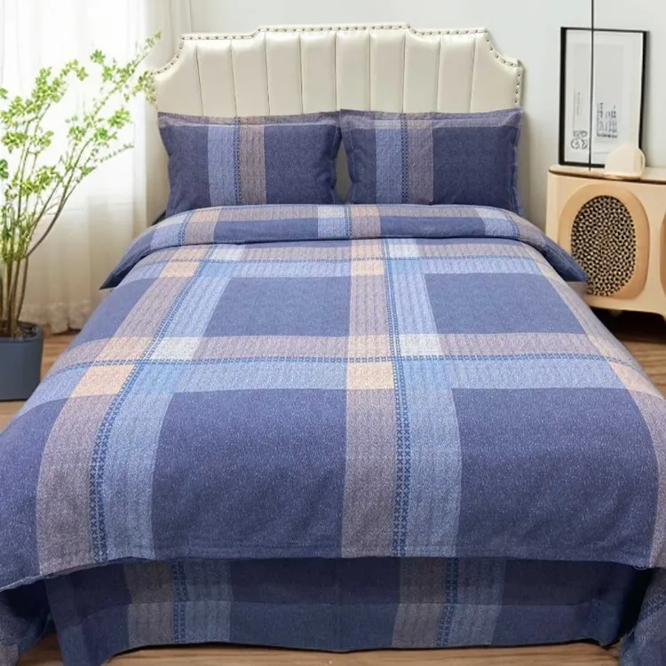 新款纯棉四件套斜纹亲肤加厚全棉磨毛单双人简约印花保暖床品套件