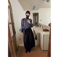 【YIBUDAOWEI】韩系复古侧系带格子撞色长袖衬衫 152739
