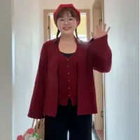 2025秋季大码女装新款辣妹挂脖背心长袖针织开衫两件套 3755