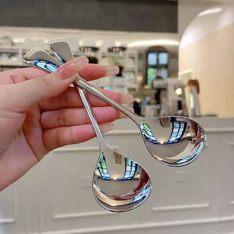 304不锈钢网红圆勺韩式勺子餐具喝汤ins风家用餐勺吃饭饭勺宝宝勺