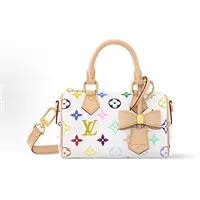 未使用 LouisVuitton/路易威登 芯片款白三彩蝴蝶结SPEEDYnano
