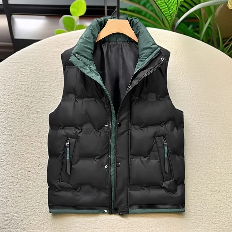 标准马甲秋冬美式加厚男士无袖坎肩直下摆男立领纯色防水休闲坎肩