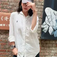 Polo Ralph Lauren/拉夫劳伦 亚麻Logo刺绣翻领长袖衬衫 男女同款