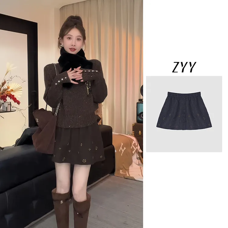 ZYY【西楼别序】2025S/S新品轻奢绣花A字短裙A字短裙X25QDQ05089