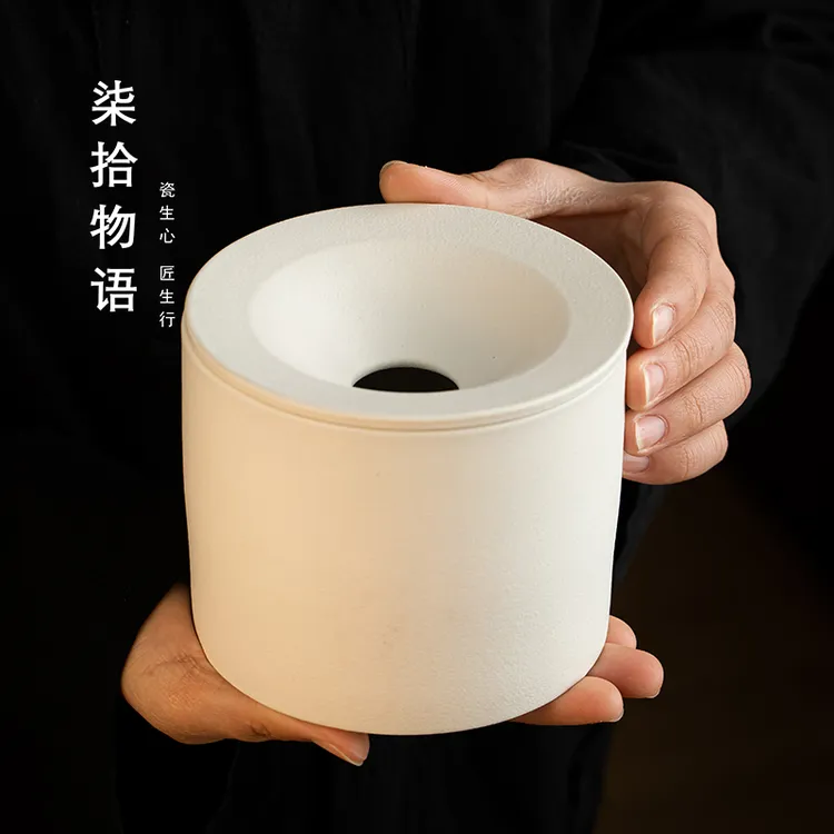 柒拾物语中式创意陶瓷漏斗烟灰缸防飞灰茶渣缸带盖家用复古烟缸