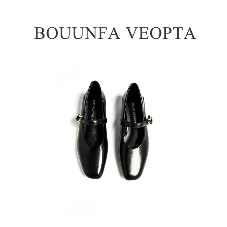 BOUUNFA VEOPTA【芯片】DROP27水滴扣法式胎牛皮玛丽珍软底百搭女鞋