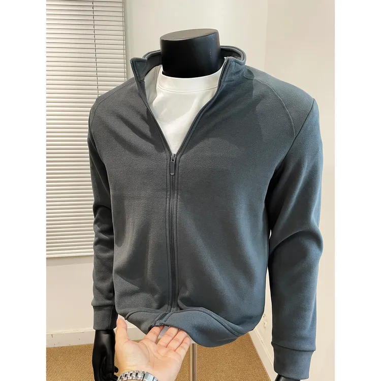 山羊绒+桑蚕丝 户外男士外套秋冬款休闲运动立体剪裁立领轻薄夹克