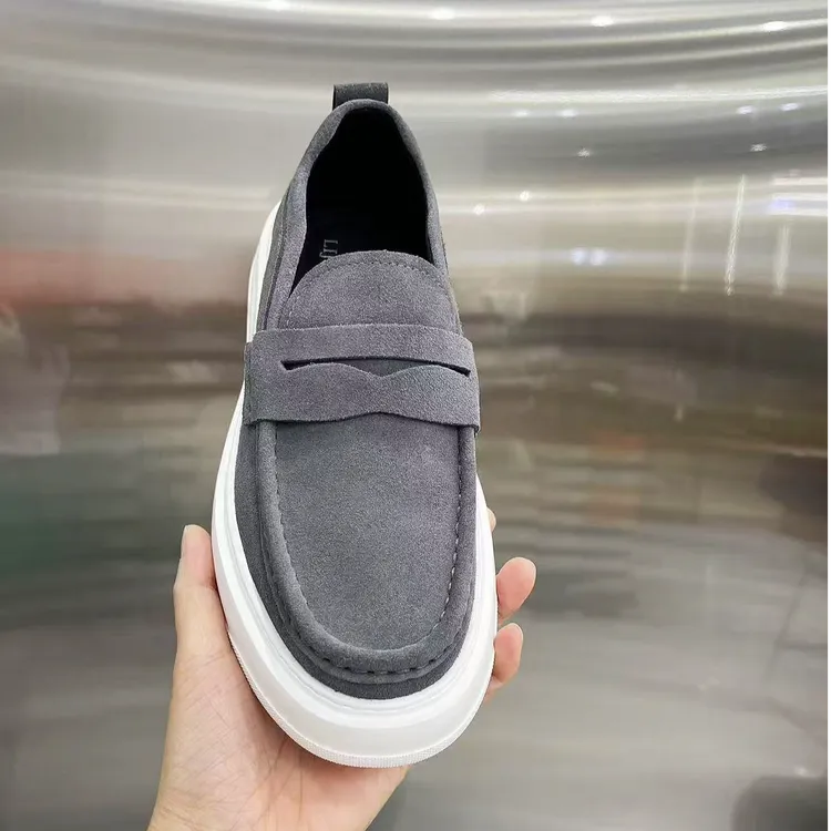 男鞋2025新款乐福鞋男真皮休闲鞋男一脚蹬超轻舒适厚底增高豆豆鞋