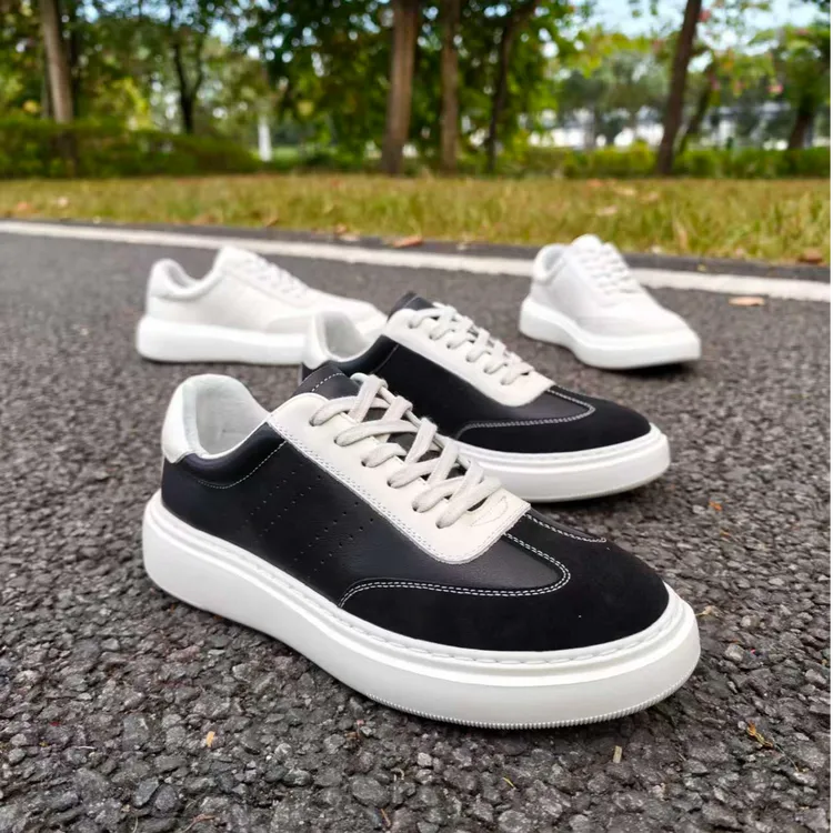秋冬新款高端透气通勤低帮商务运动板鞋百搭透气厚底男时尚小白鞋