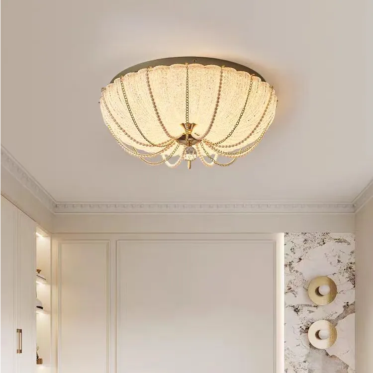 卧室灯吸顶灯轻奢设计师家用圆形灯具网红水晶南瓜灯led房间顶灯