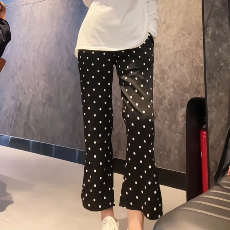 夏季薄款冰感波点九分裤女2025新款高腰显瘦百搭小众休闲微喇叭裤