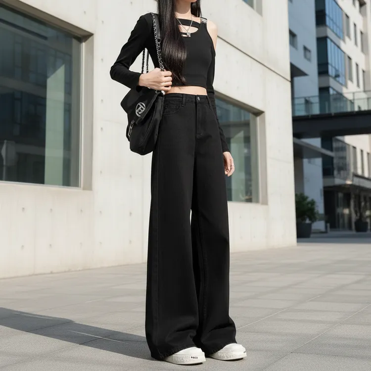 牛仔显瘦高腰新款新款黑色新款新款黑色小个子休闲裤子