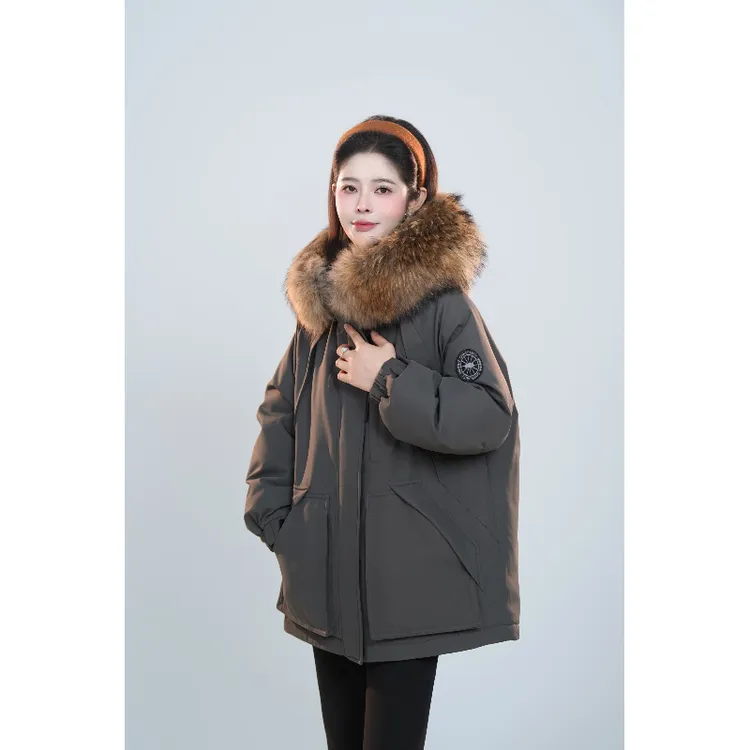 只出不进 女款毛领连帽羽绒派克服12-9冬款2024新款羽绒服A16073