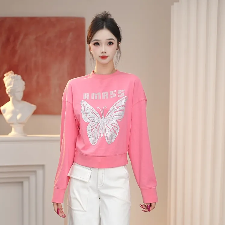 AMASS/阿玛施卫衣早春新款宽时尚休闲宽松百搭圆领长袖卫衣530027