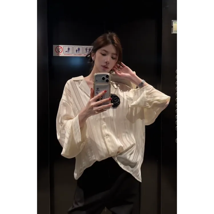 MARIE.COCO独特漂亮冬装一整套韩系高级感衬衫宽松慵懒阔腿裤套装