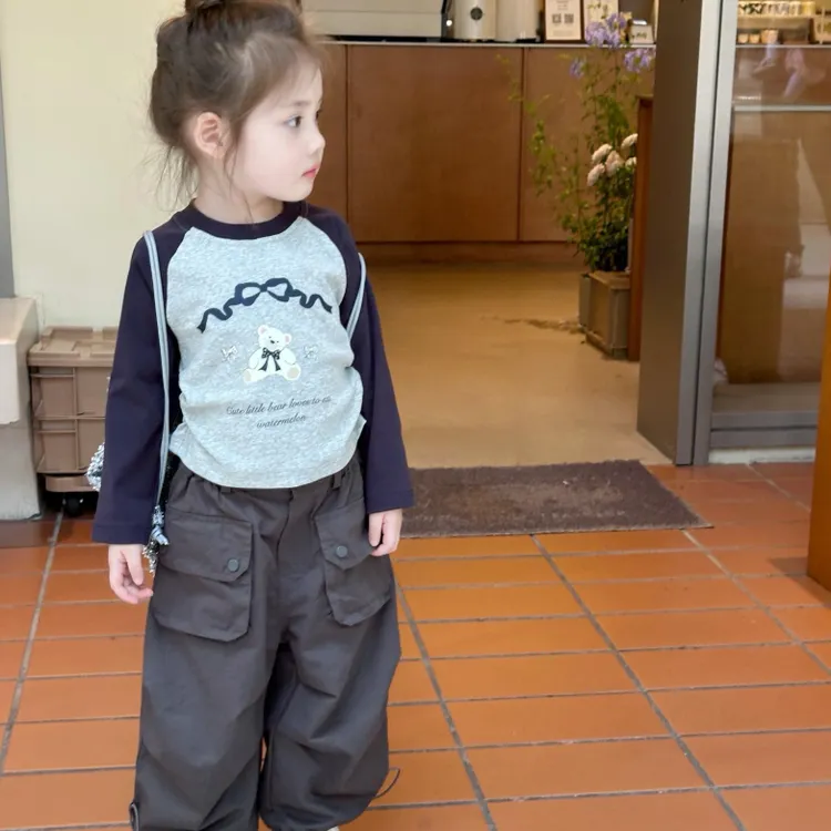 女重秋季洋气工装裤套装女重裤子秋季长袖t大口袋工装裤休闲套装