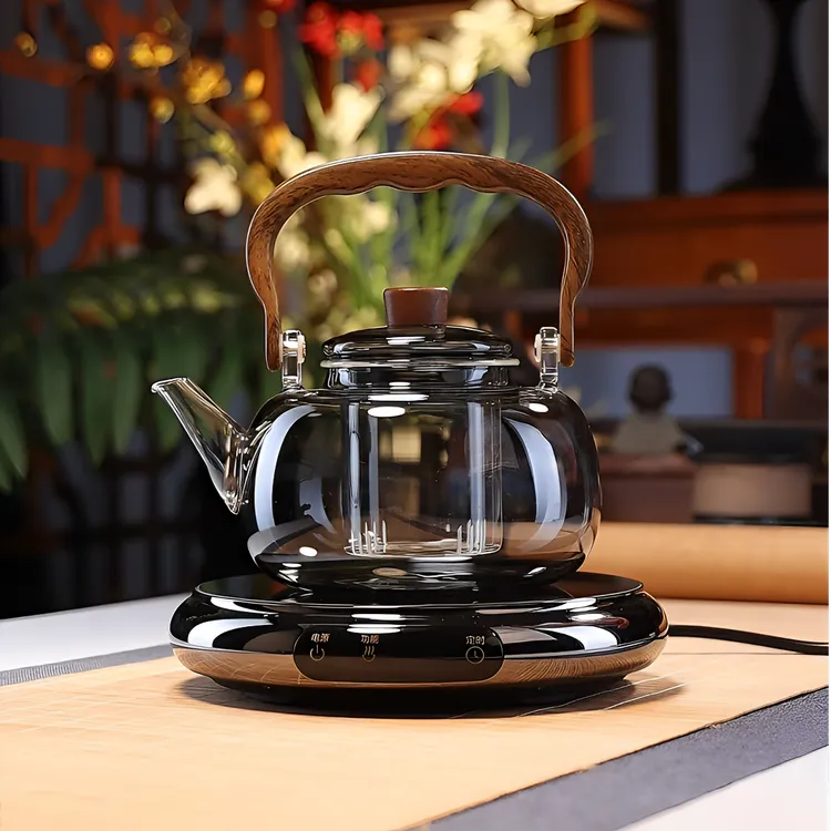 轻奢耐热玻璃提梁壶大容量煮茶烧水壶高档电陶炉蒸煮一体茶壶茶具