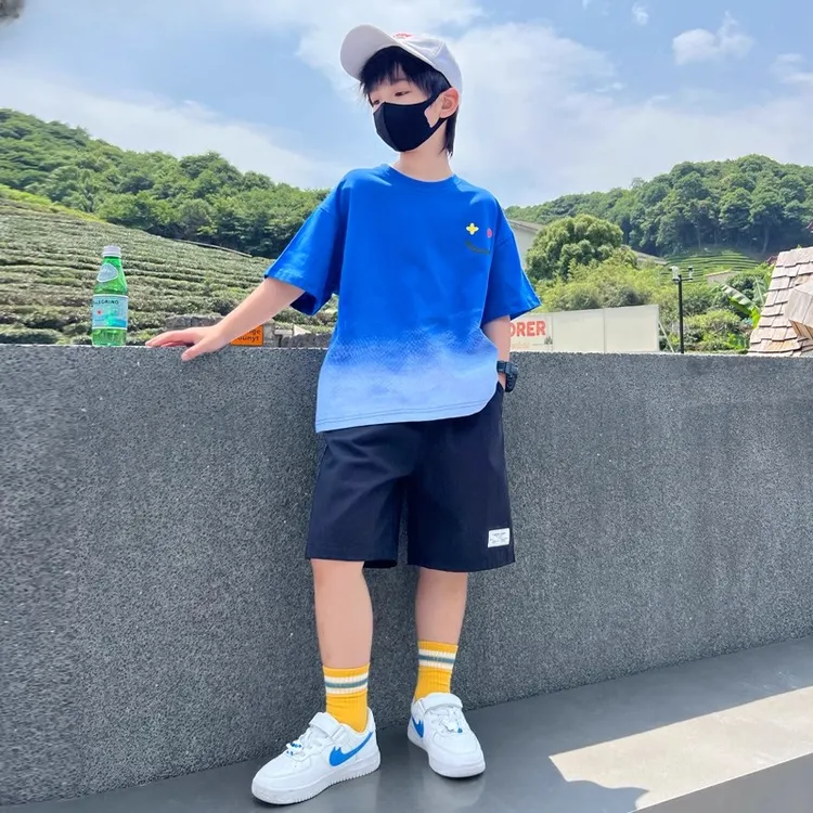大童男夏季套装新款休闲儿童短袖夏装运动中大童衣服网红帅气童装