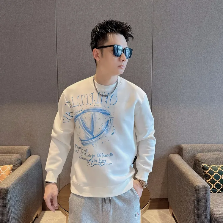 2025男士长袖套头卫衣秋季宽松潮牌圆领时尚印花高品质潮流休闲