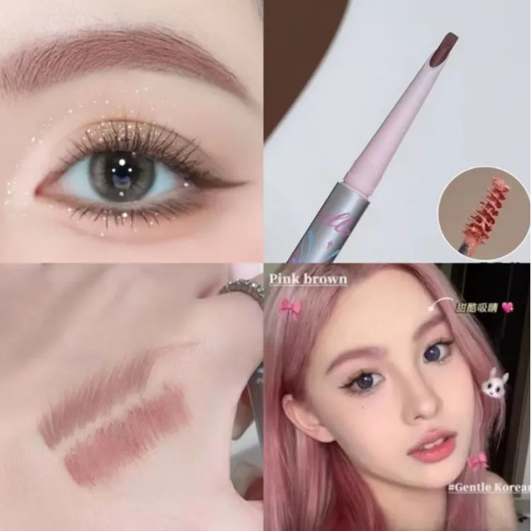 敲可爱粉棕色染眉膏+眉笔!浅金色眉膏画眉神器防水自然易上色cos
