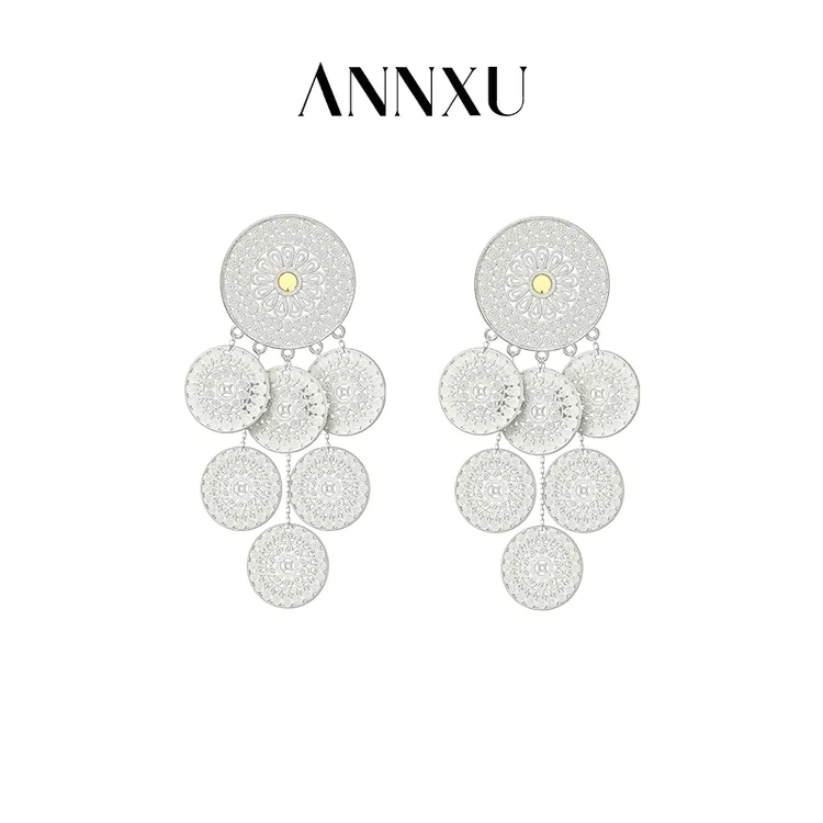 ANNXU 铜合金琉璃耳饰 钱币系列钱币耳钉
