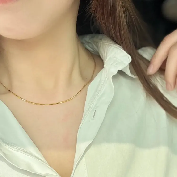 铜合金项链 轻奢简约极细素链蛇骨项链女款小众设计锁骨链高级感